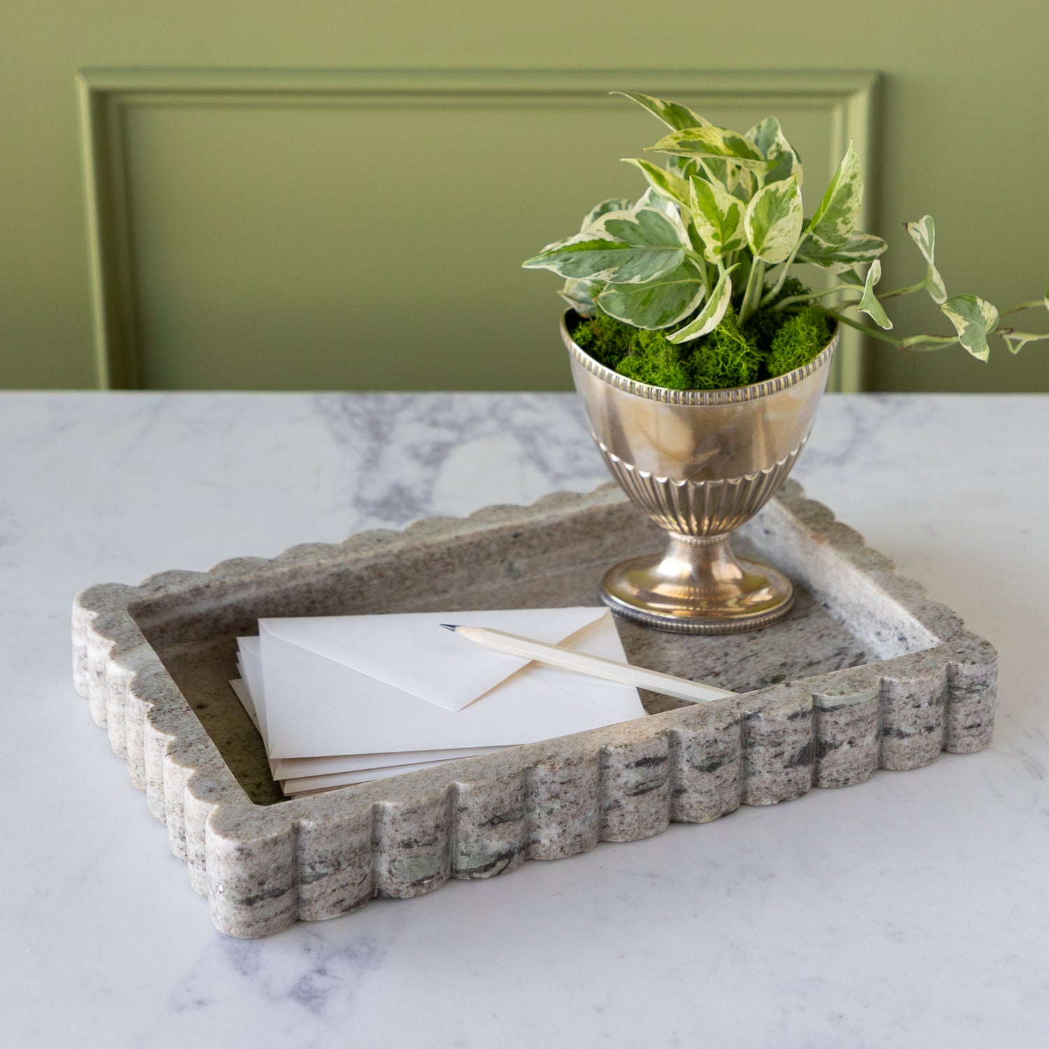 Scalloped Marble Tray