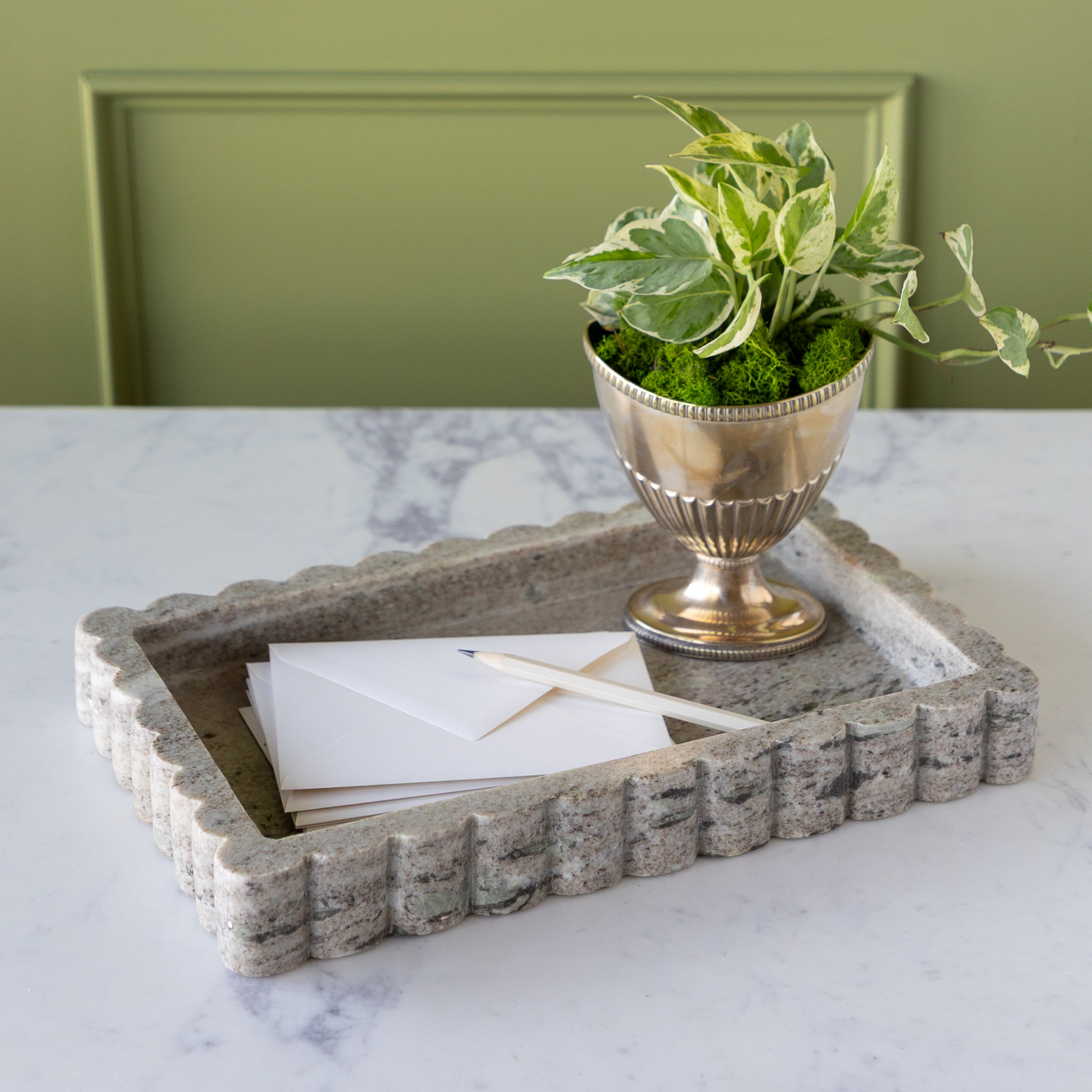 Scalloped Marble Tray