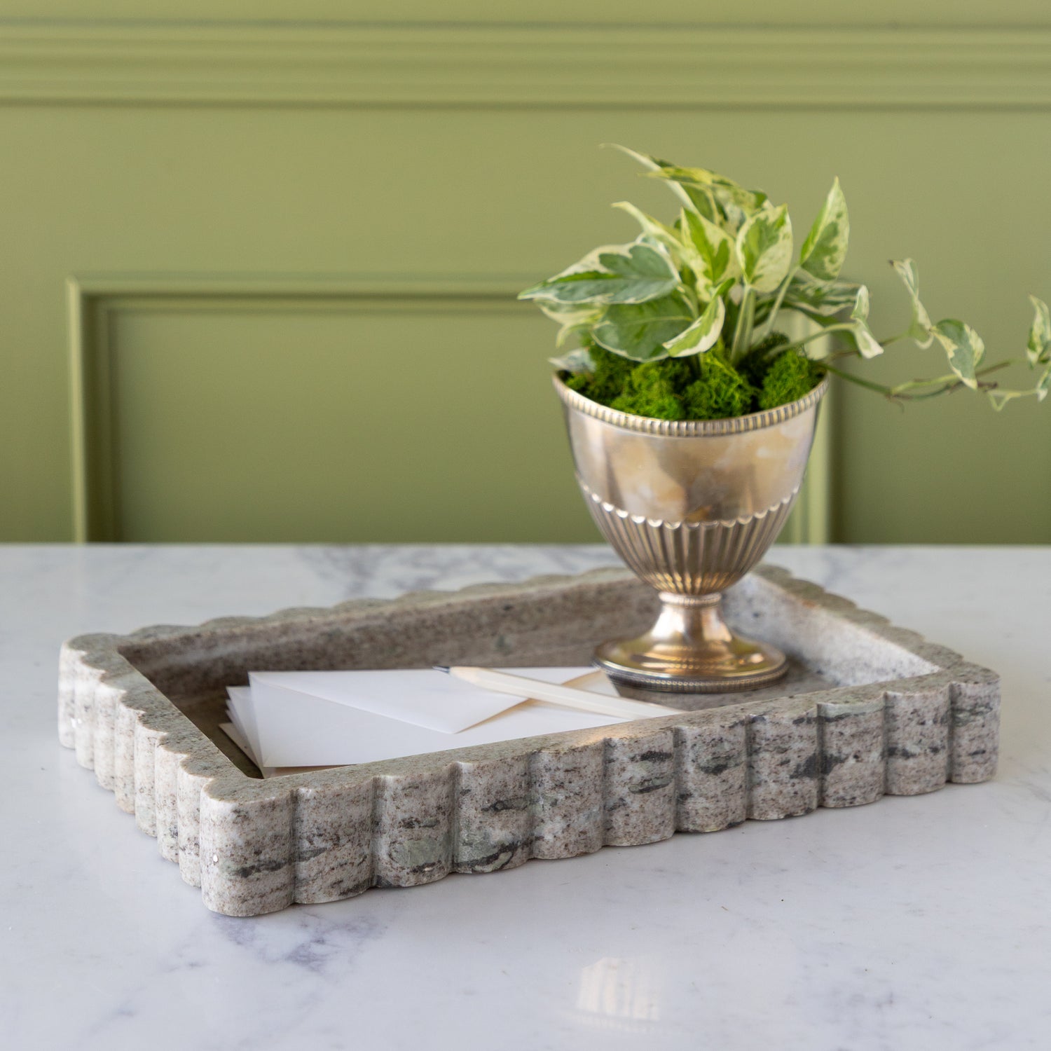 Scalloped Marble Tray