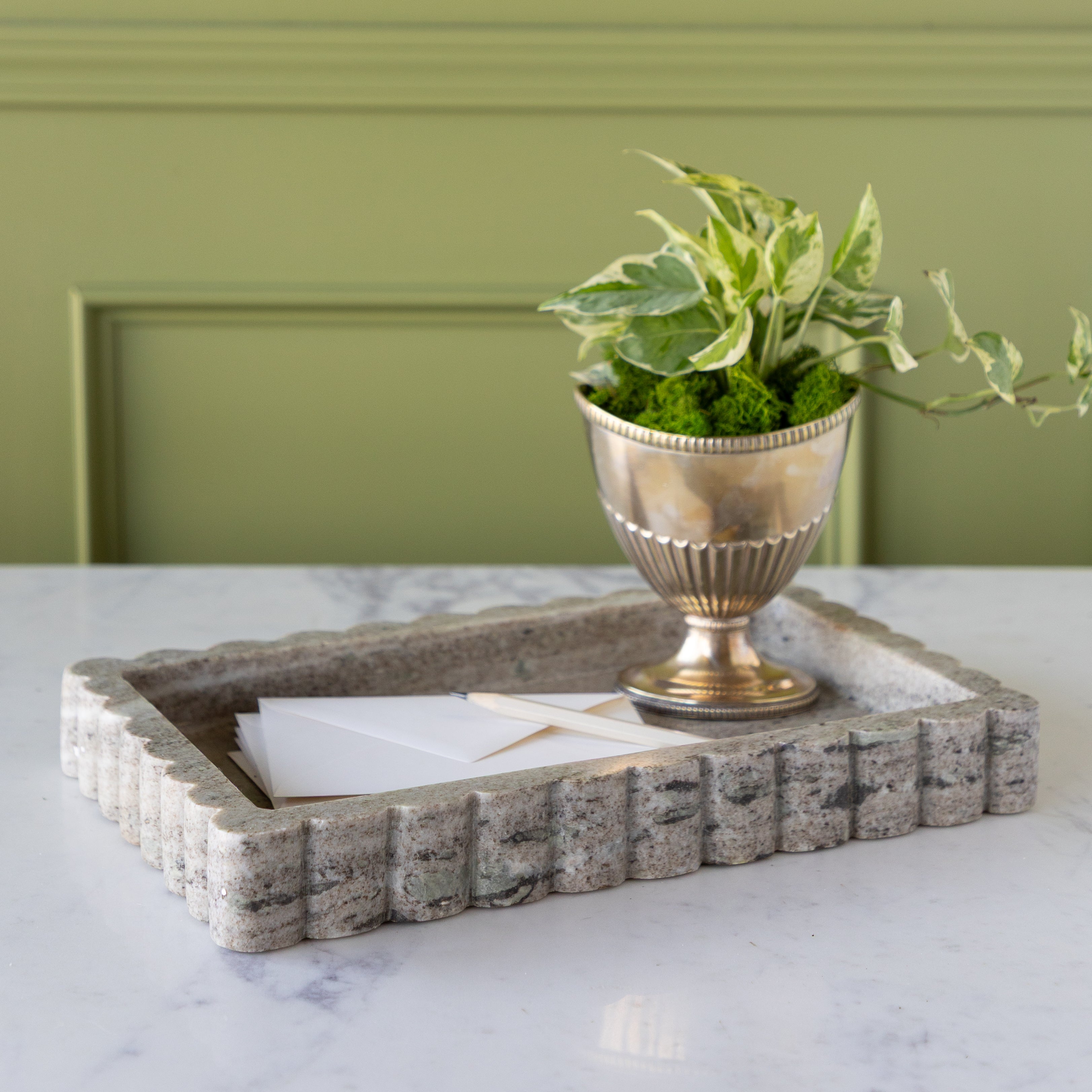 Scalloped Marble Tray