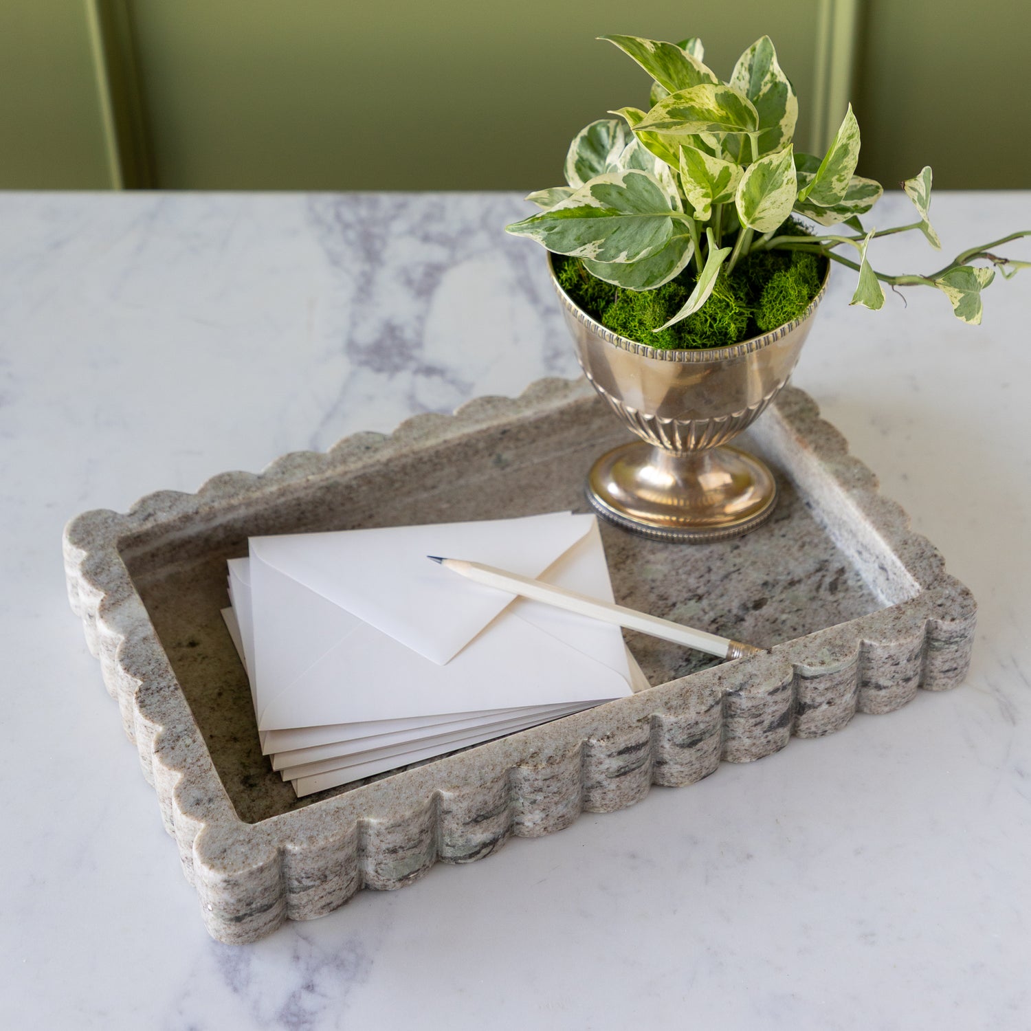 Scalloped Marble Tray