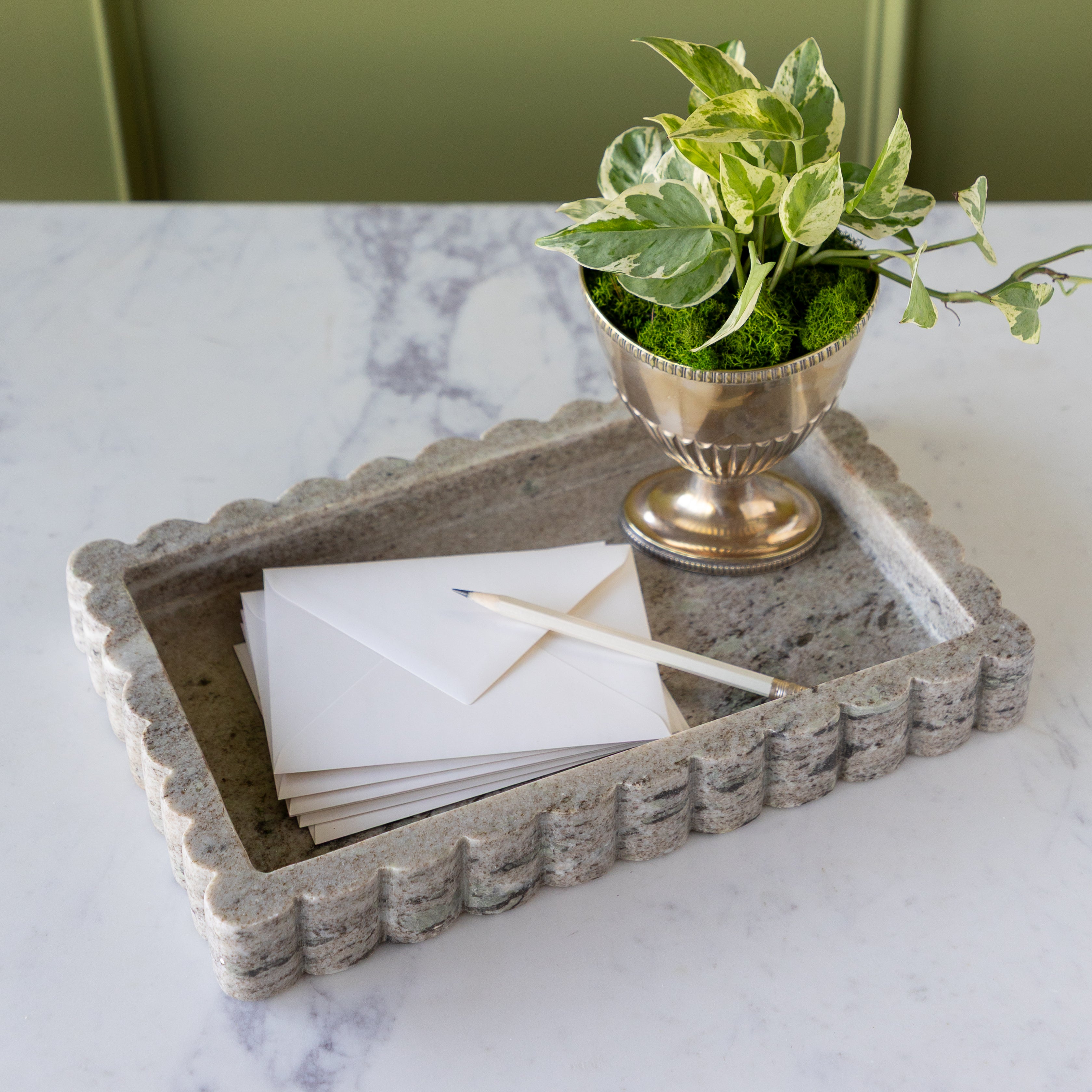 Scalloped Marble Tray