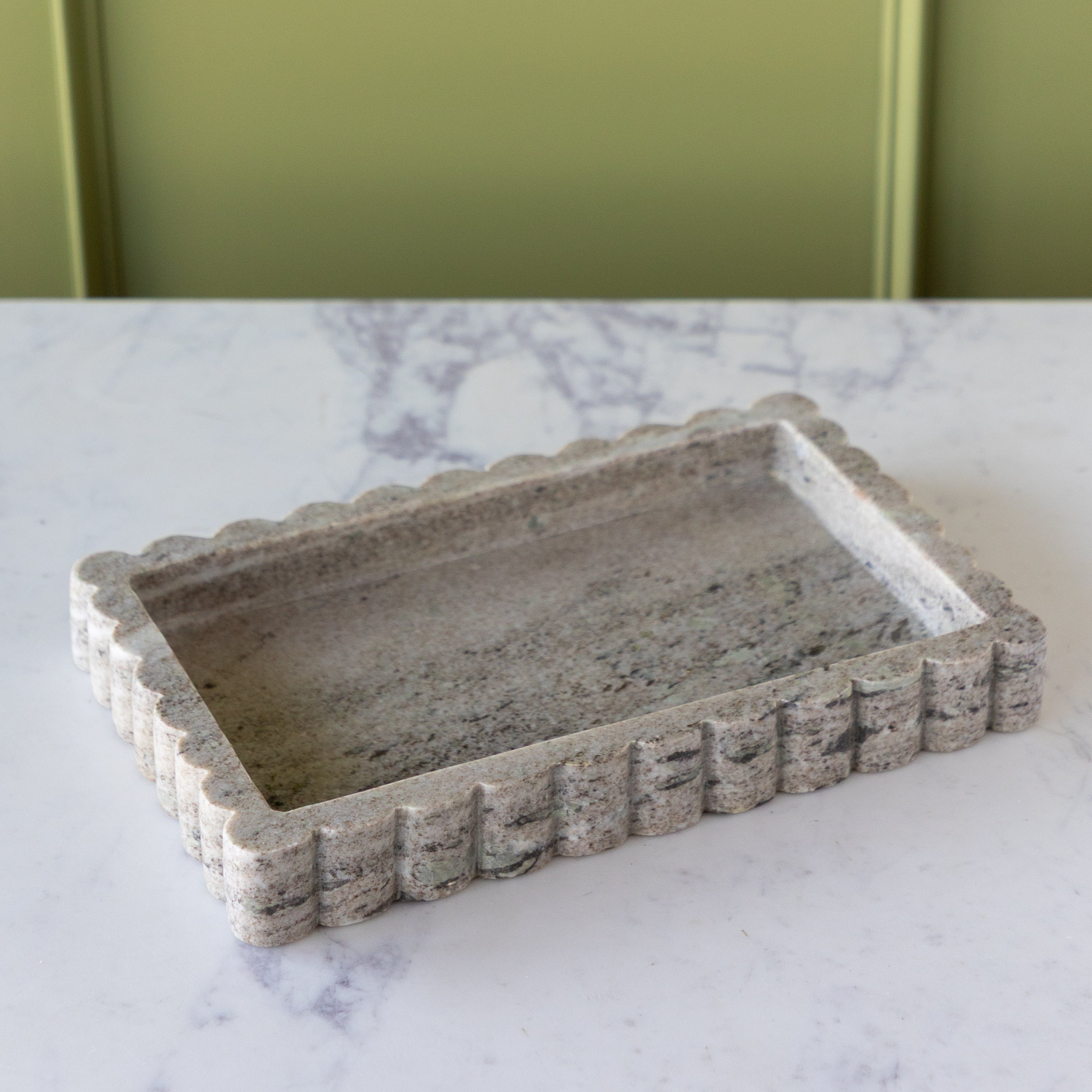 Scalloped Marble Tray