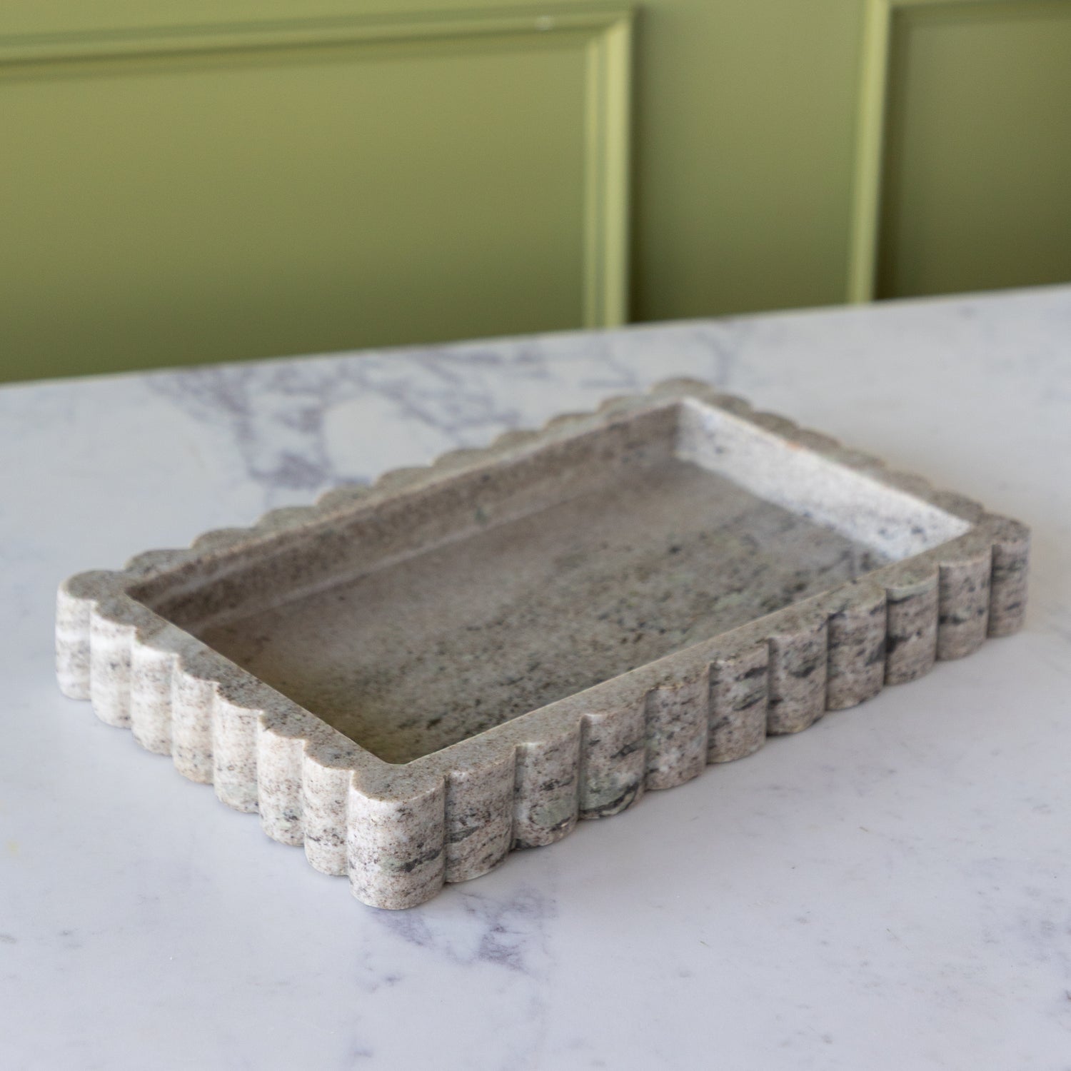 Scalloped Marble Tray