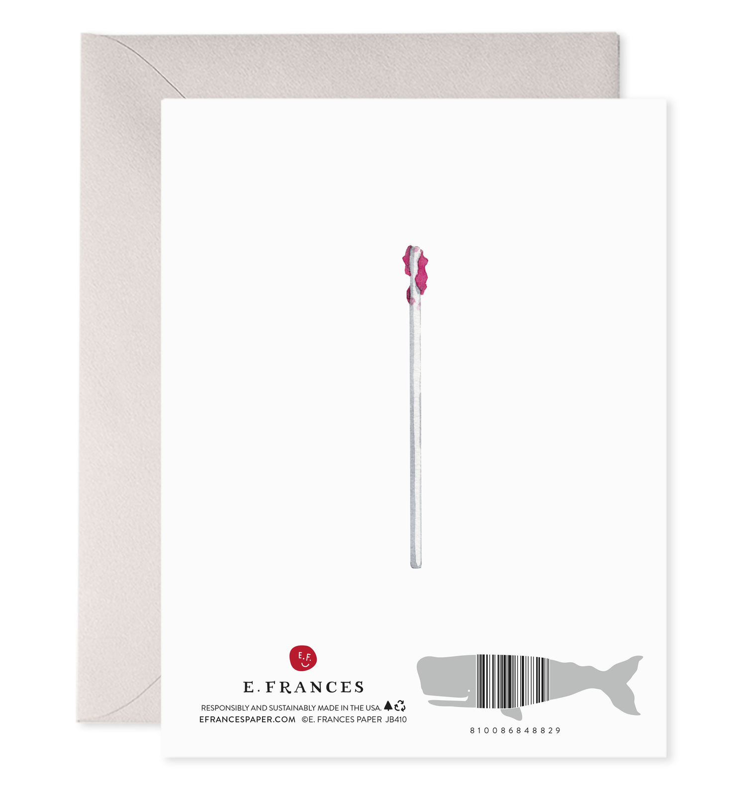 E. Frances paper with an empty lollipop holder design on a white background.