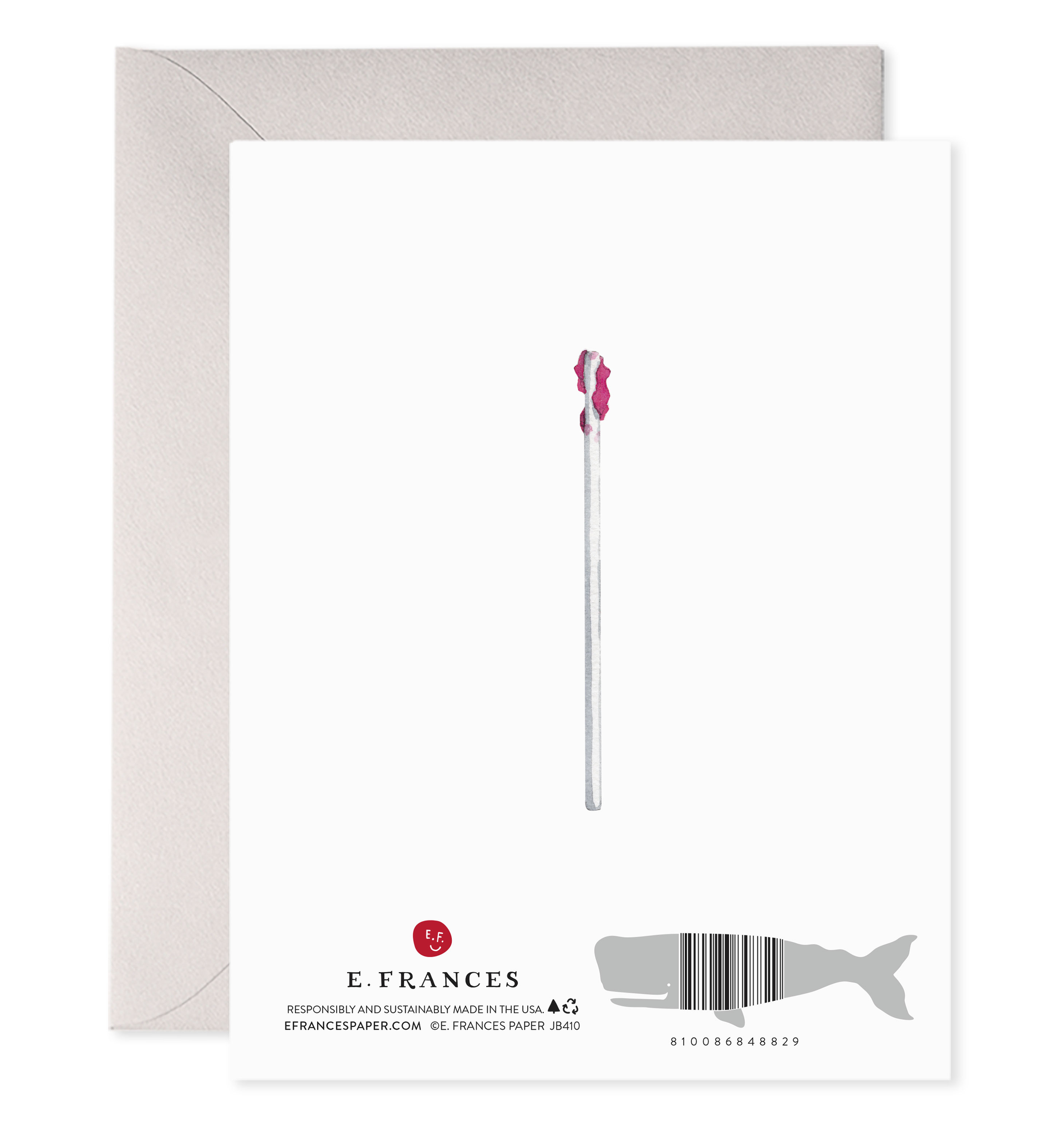 E. Frances paper with an empty lollipop holder design on a white background.