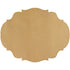 A gold scalloped-edge paper placemat with an intricate, symmetrical shape.
