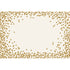 White paper placemat with gold confetti dots scattered around the perimeter 