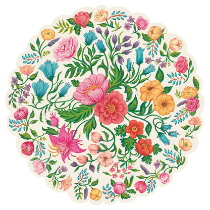 A colorful floral pattern on Hester &amp; Cook Die-cut Sweet Garden Posey Placemats.