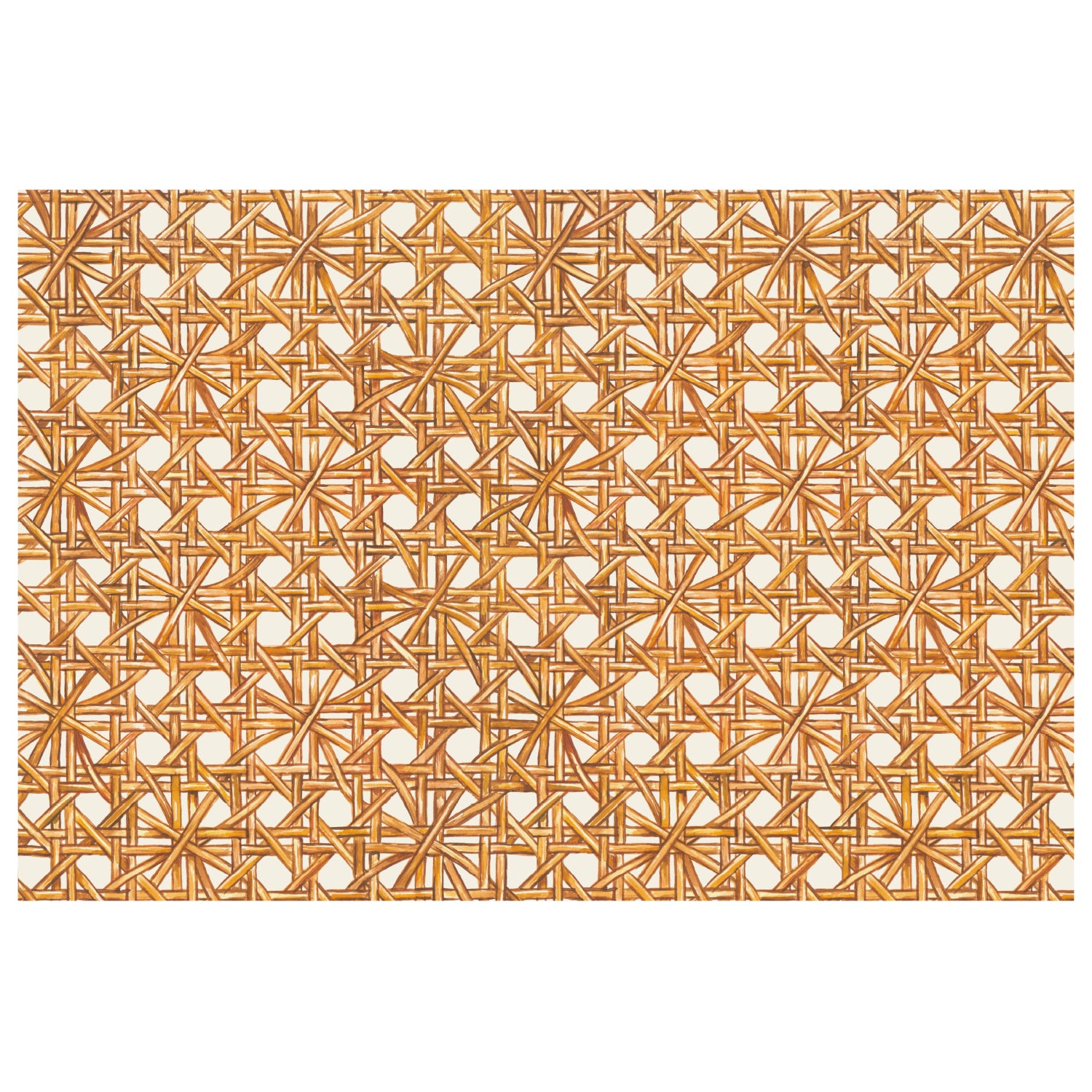 A classic Rattan Weave Placemat with a Rattan Weave caning pattern, in orange and white, from Hester &amp; Cook.