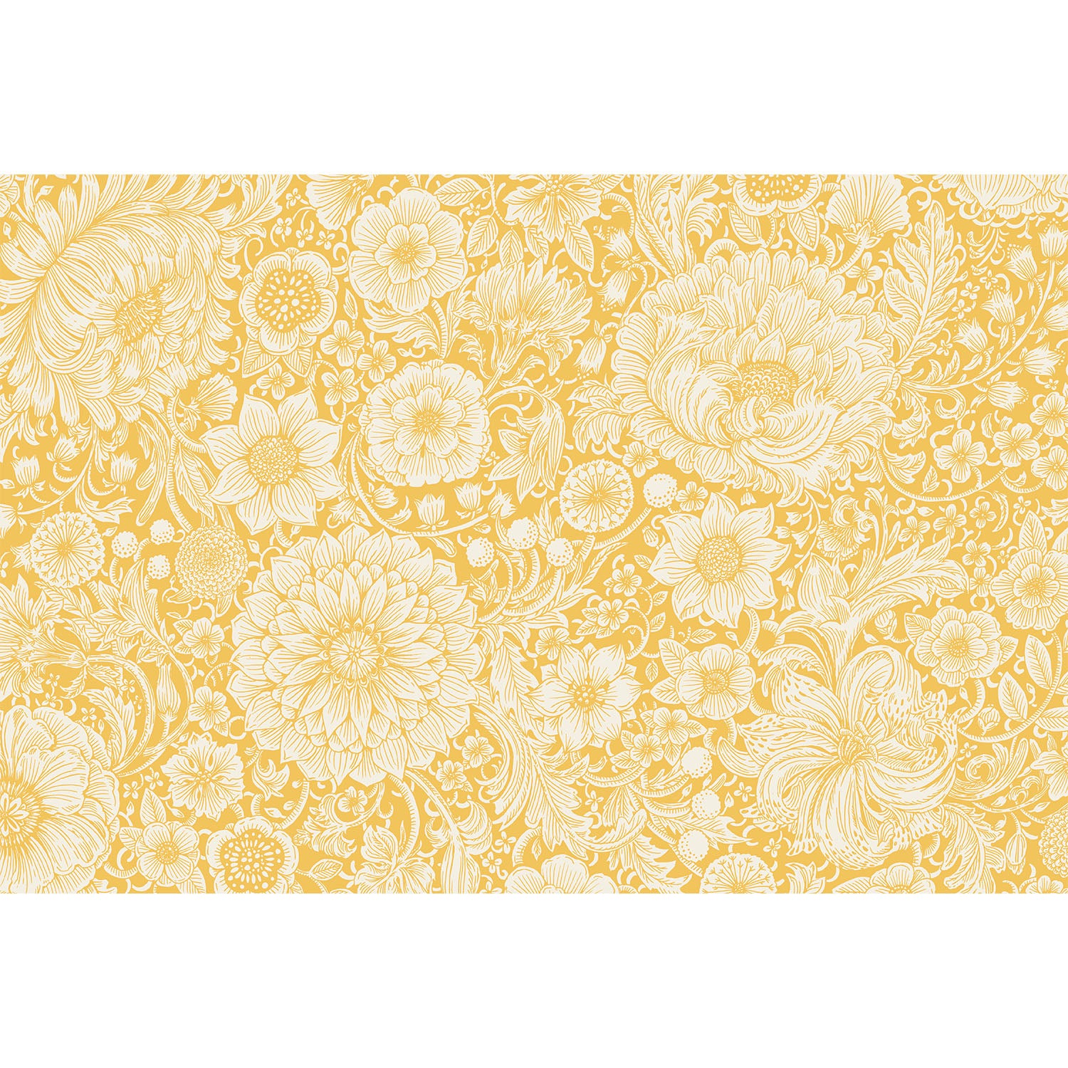 A yellow floral Spring Bouquet Placemat with white flowers, inspired by bohemian florals, by Hester &amp; Cook.