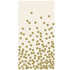 A rectangle, cream guest napkin with a scatter of uniform gold dots concentrated toward the bottom, with none at the top.