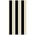 A rectangle guest napkin with thick black and white stripes, and a thin gold line running down the middle of each white stripe.