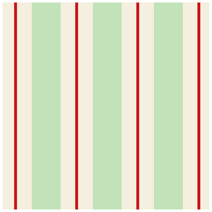 A party table setting with Seafoam &amp; Red Awning Stripe Napkins by Hester &amp; Cook.