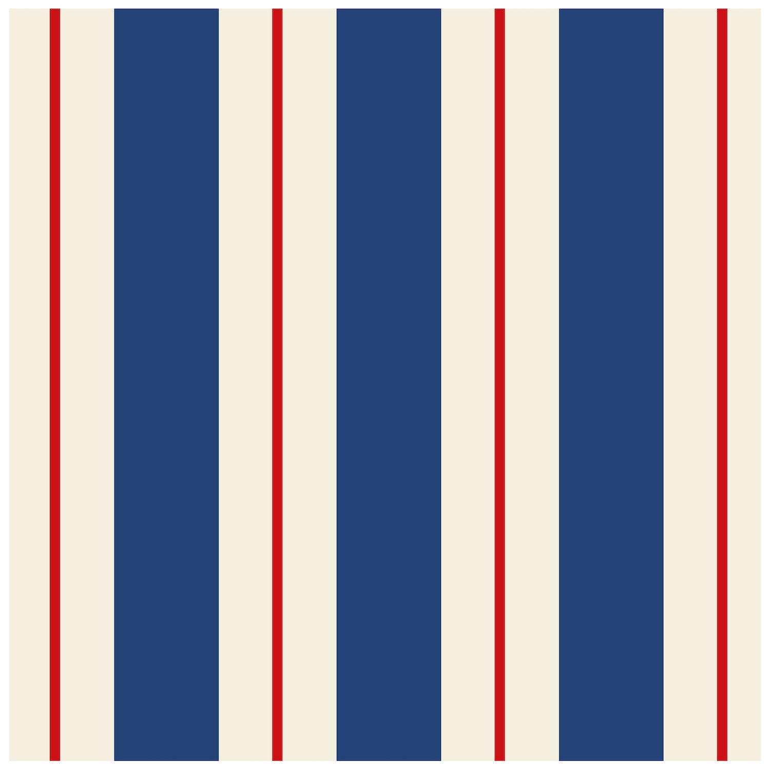 A blue and white striped wallpaper with red and white stripes, perfect for a party table setting could be replaced with &quot;Navy &amp; Red Awning Stripe Napkins by Hester &amp; Cook, perfect for a party table setting.