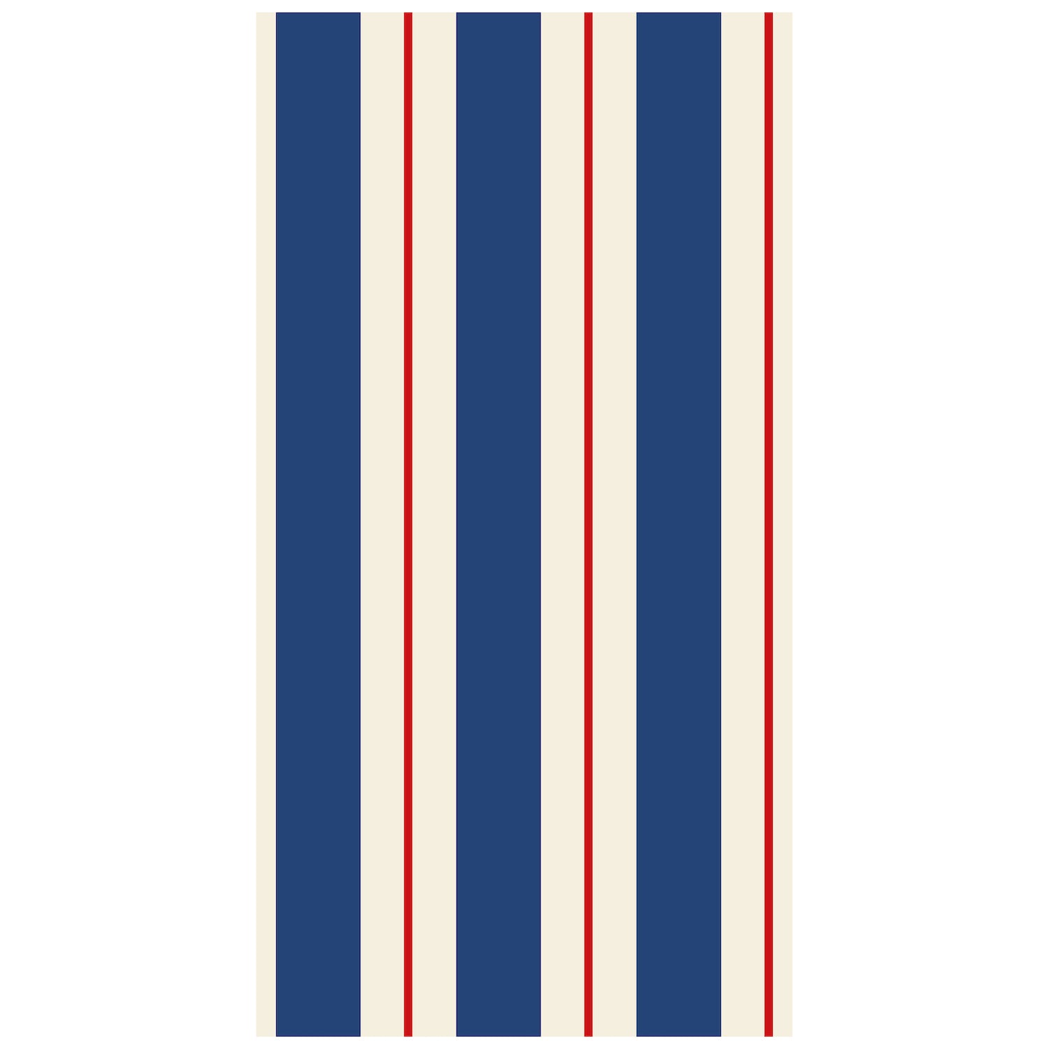 A Navy &amp; Red Awning Stripe Napkin with Hester &amp; Cook stripes, perfect for a party table setting.