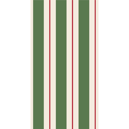 A Green &amp; Red Awning Stripe Napkin with white stripes, perfect for a lively party table setting. (Brand: Hester &amp; Cook)