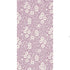 A rectangle guest napkin featuring a dense pattern of white flowers, stems and leaves on a lilac purple background.