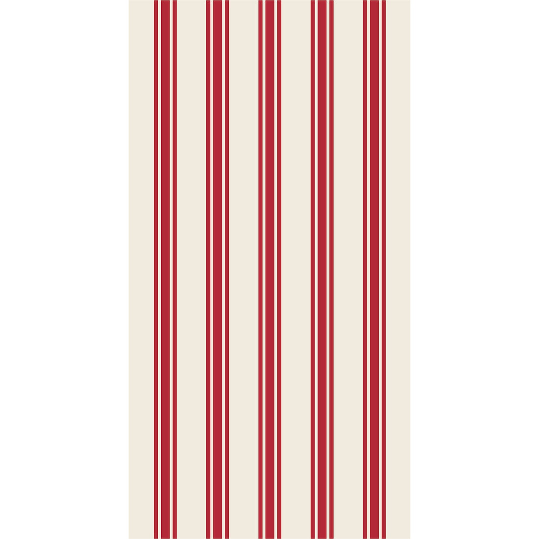 Red and white vertical striped pattern on a white background.