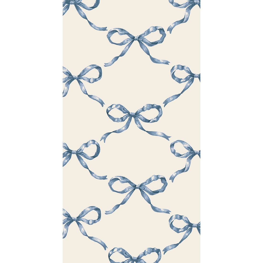Pattern of blue bows on a cream background.