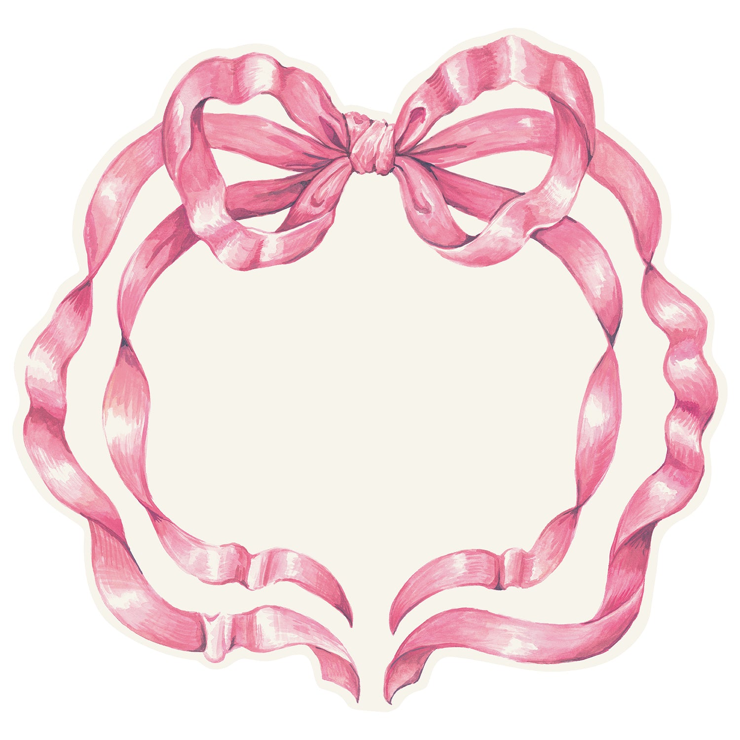 A Hester &amp; Cook Die-cut Pink Bow Placemat on a white background.
