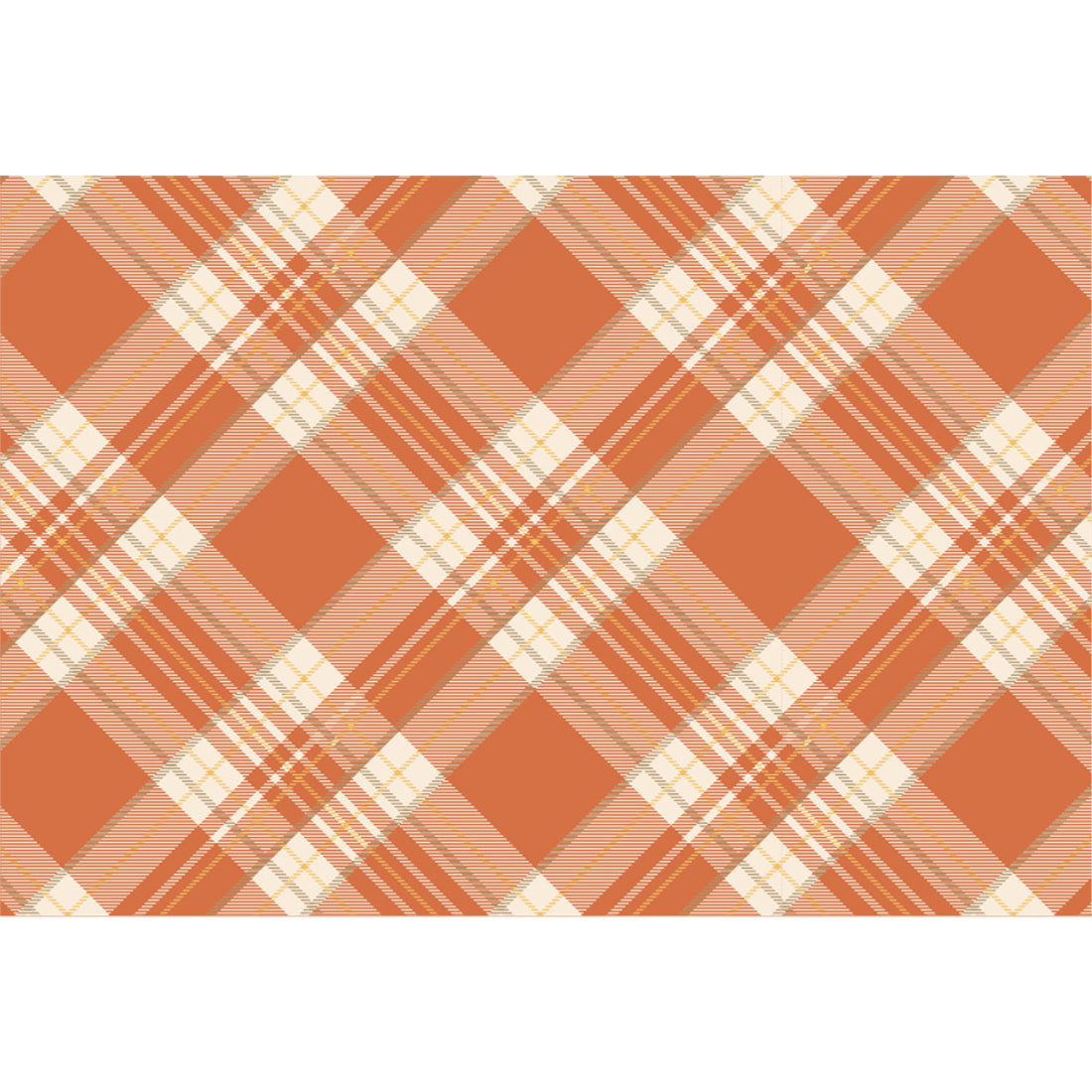 Rectangular Orange Plaid Placemat on a white background.