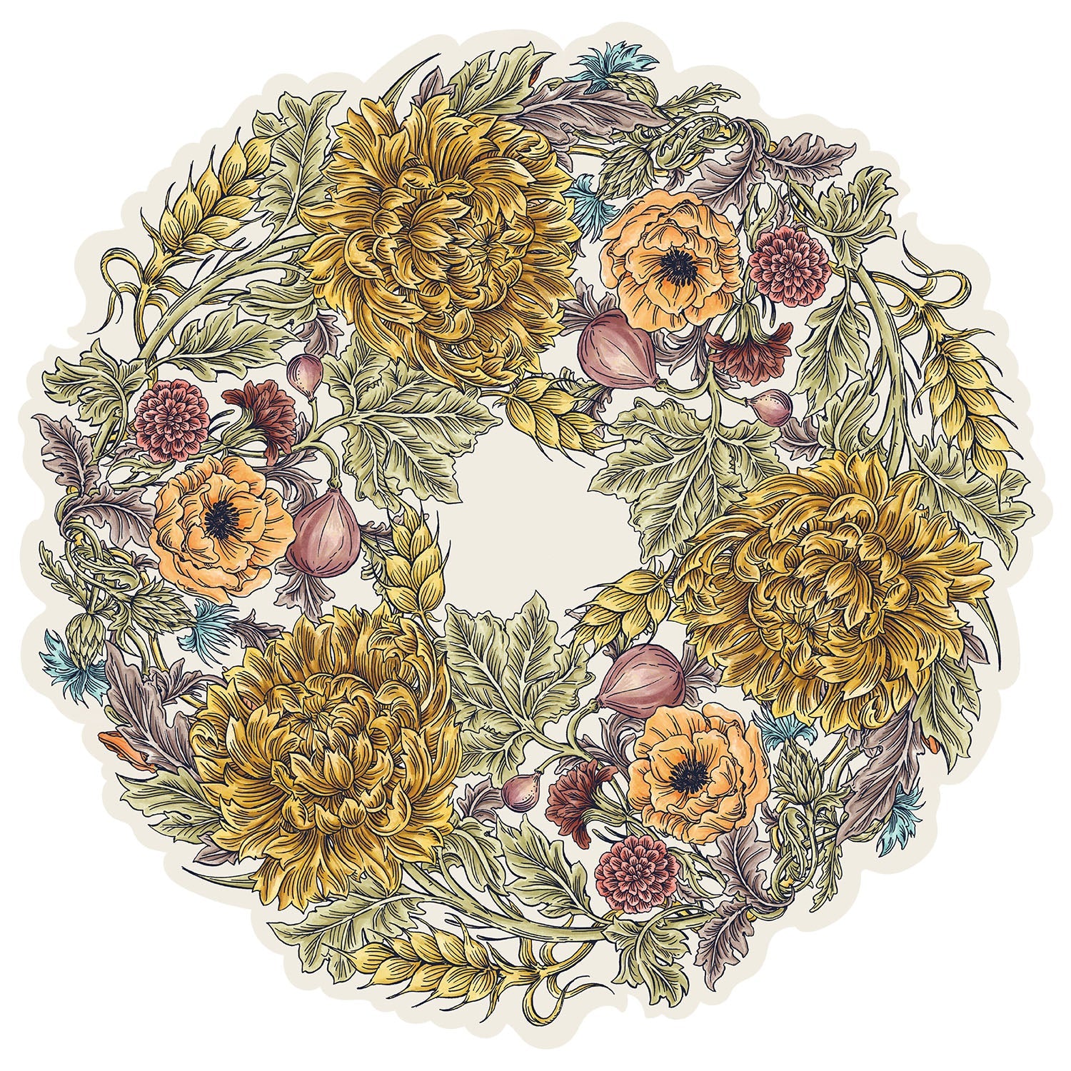 Die-cut Autumn Acanthus Wreath Placemat