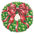 Die-cut Holiday Wreath Lattice Placemat by Hester & Cook featuring a wreath with gold balls and a red bow.