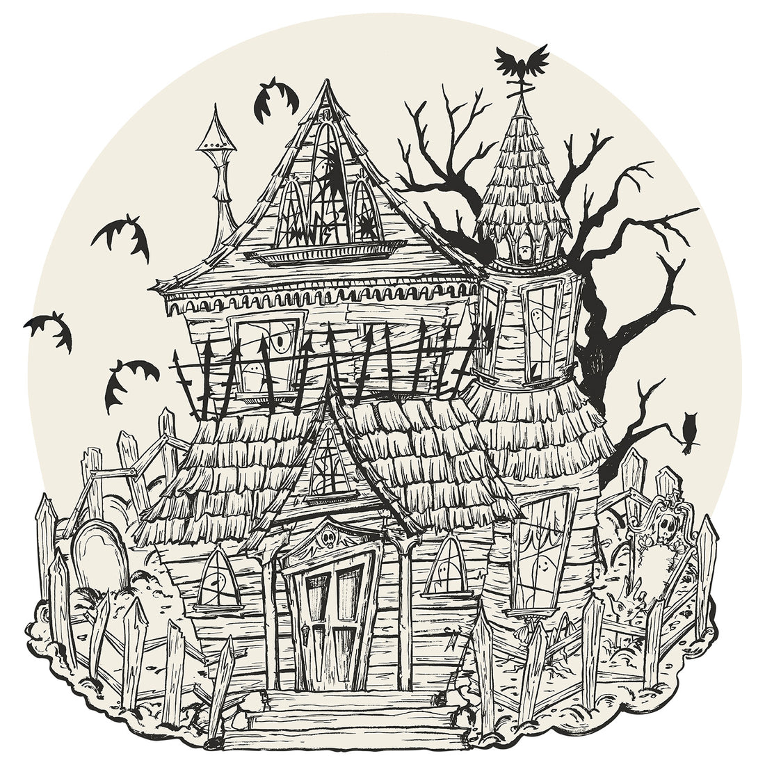 Die-Cut Coloring Haunted House Placemat by Hester & Cook.