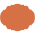 An orange scalloped-edge paper placemat with an intricate, symmetrical shape.