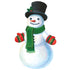 Die-cut Snowman Placemat featuring an illustration of a snowman wearing a black top hat, green scarf, and red mittens. The snowman features coal eyes, a carrot nose, and a smile made of coal pieces.
