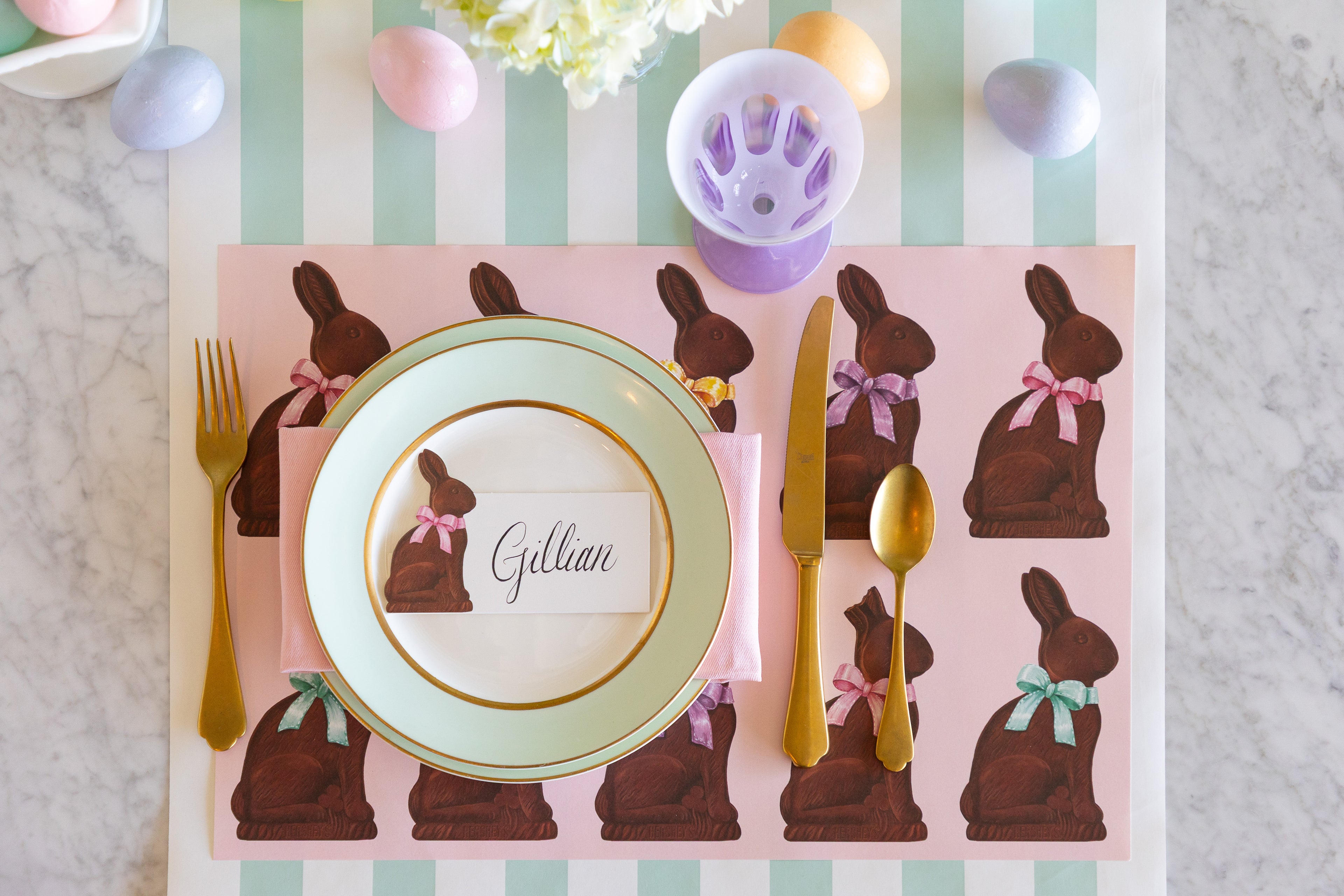 Easter-themed place setting with Hershey&