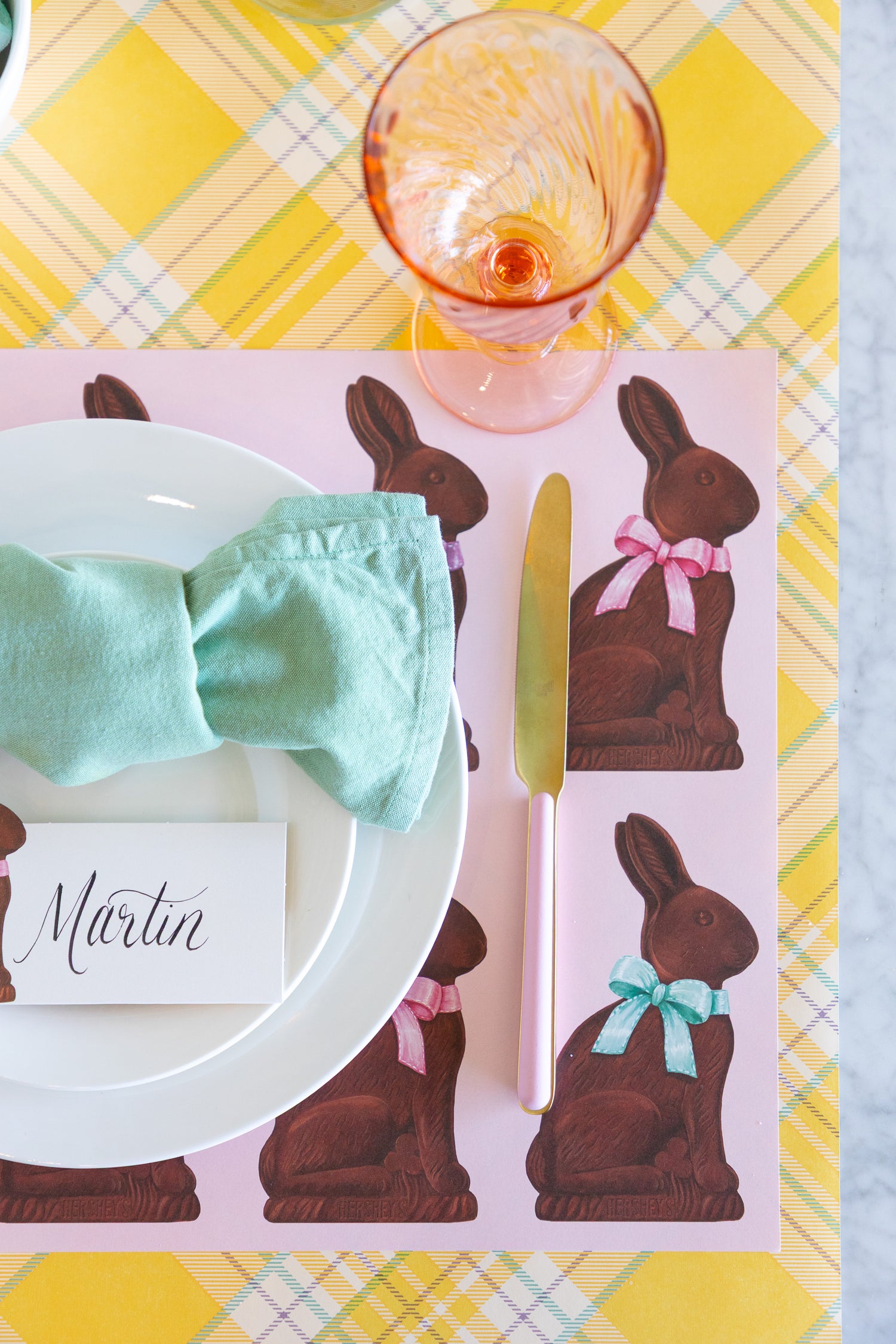 Easter-themed place setting with Hershey&