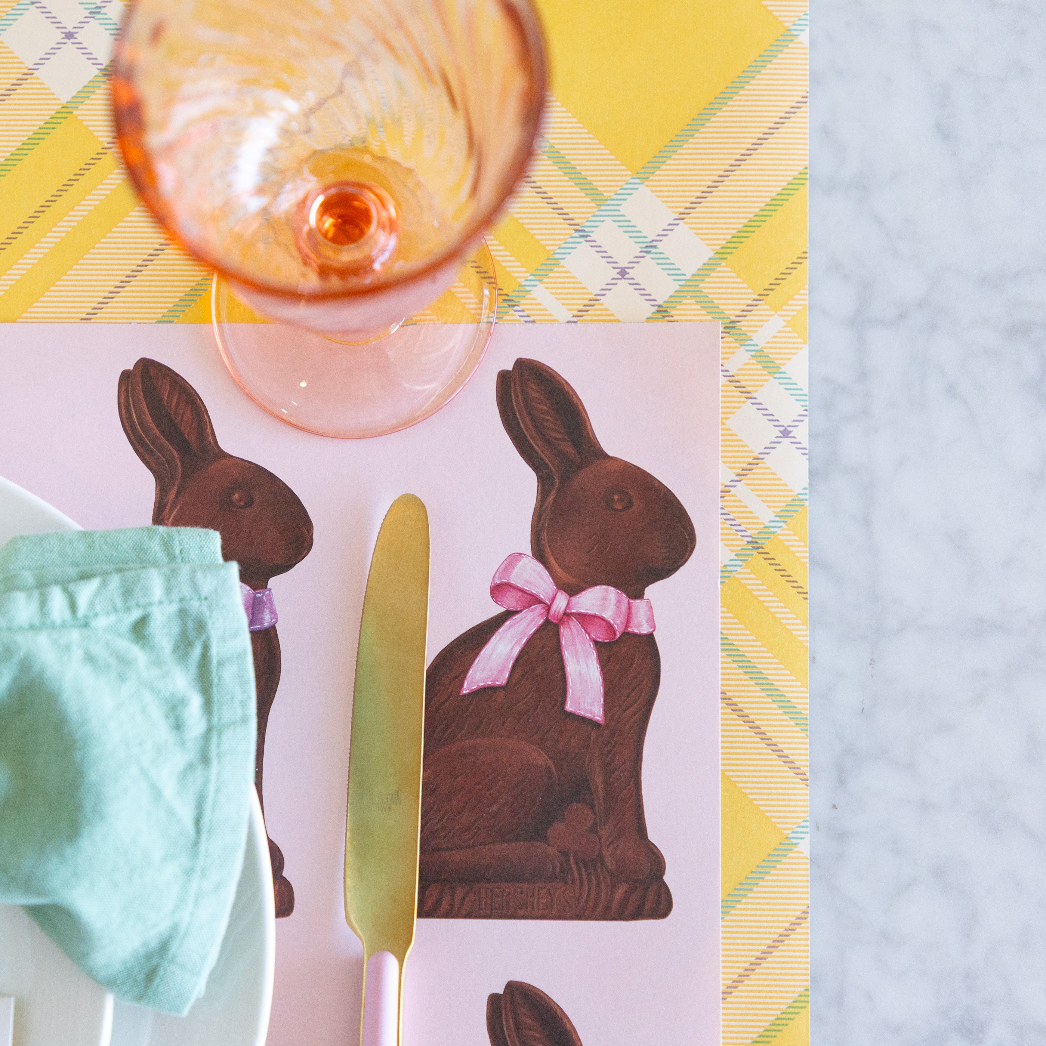 Easter-themed place setting with Hershey&