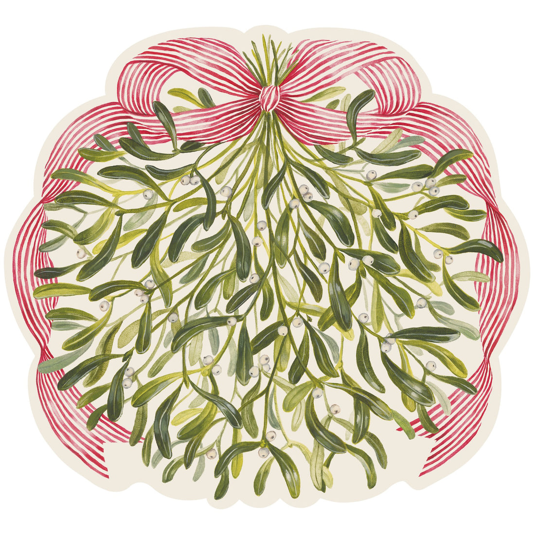 Die-cut Mistletoe Placemat on a white background. 