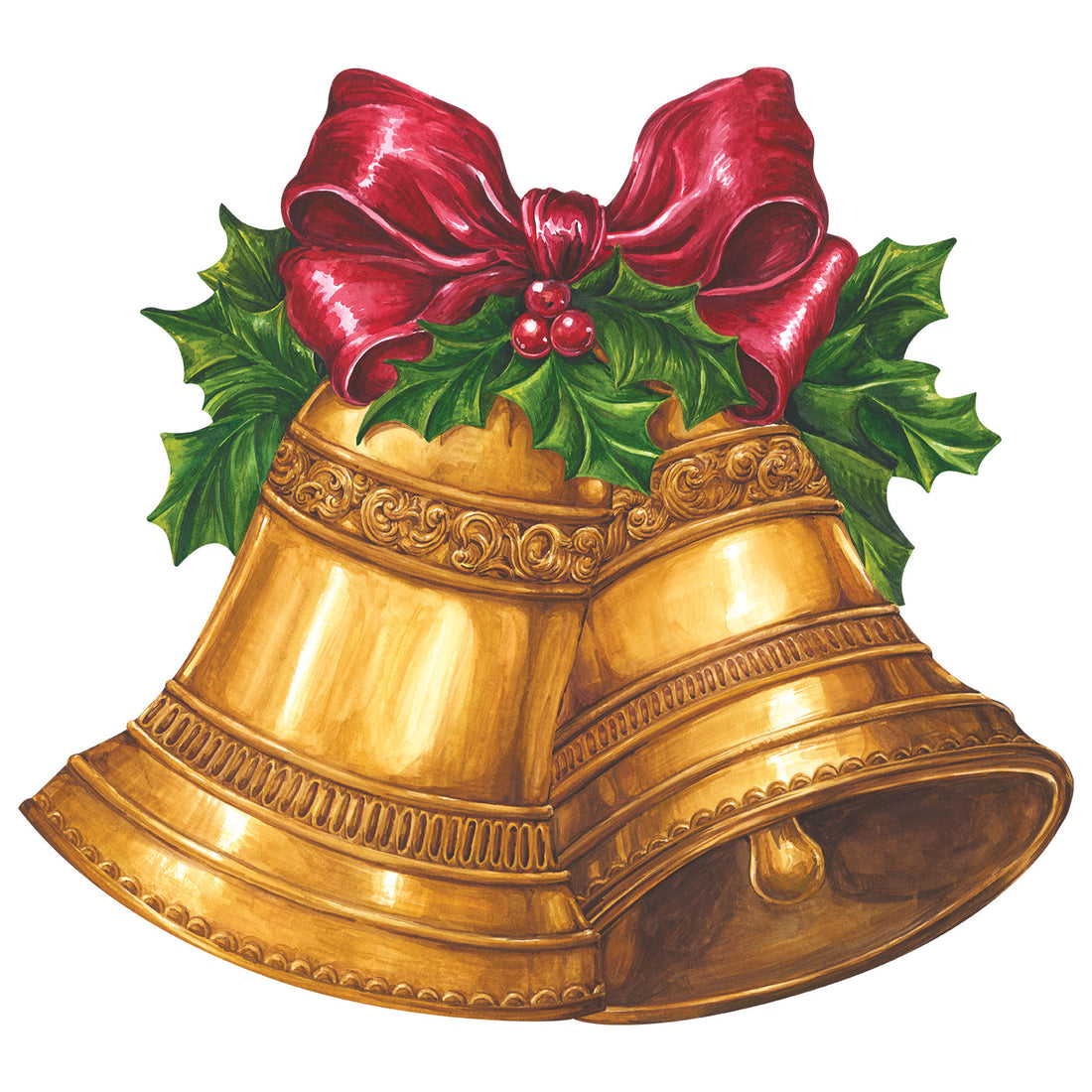 Die-cut Christmas Bells Placemat on a white background. 