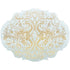 Placemat with a decorative gold pattern on a light blue background. 