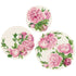 Three die-cut Serving Papers featuring vibrant pink peonies and green leaves on a white background.