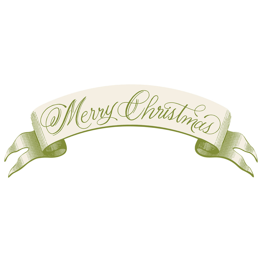 Moss Merry Christmas Banner Table Accent on a white background.