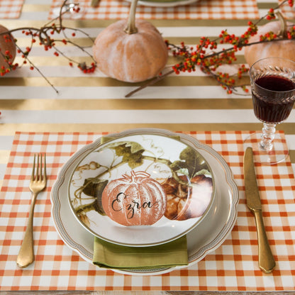 Orange Painted Check Placemat