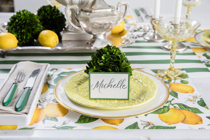 A table setting with Dark Green Frame Place Cards by Hester &amp; Cook.