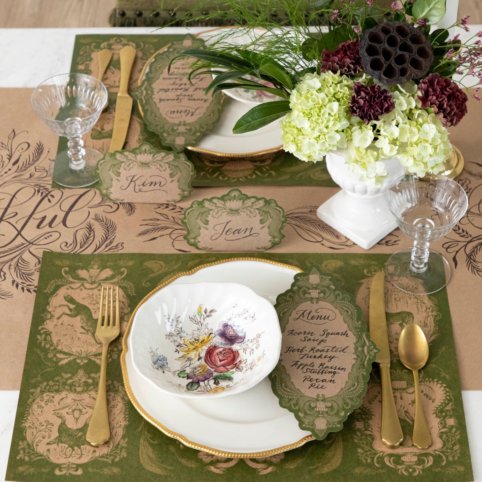 Moss Fable Toile Table Card
