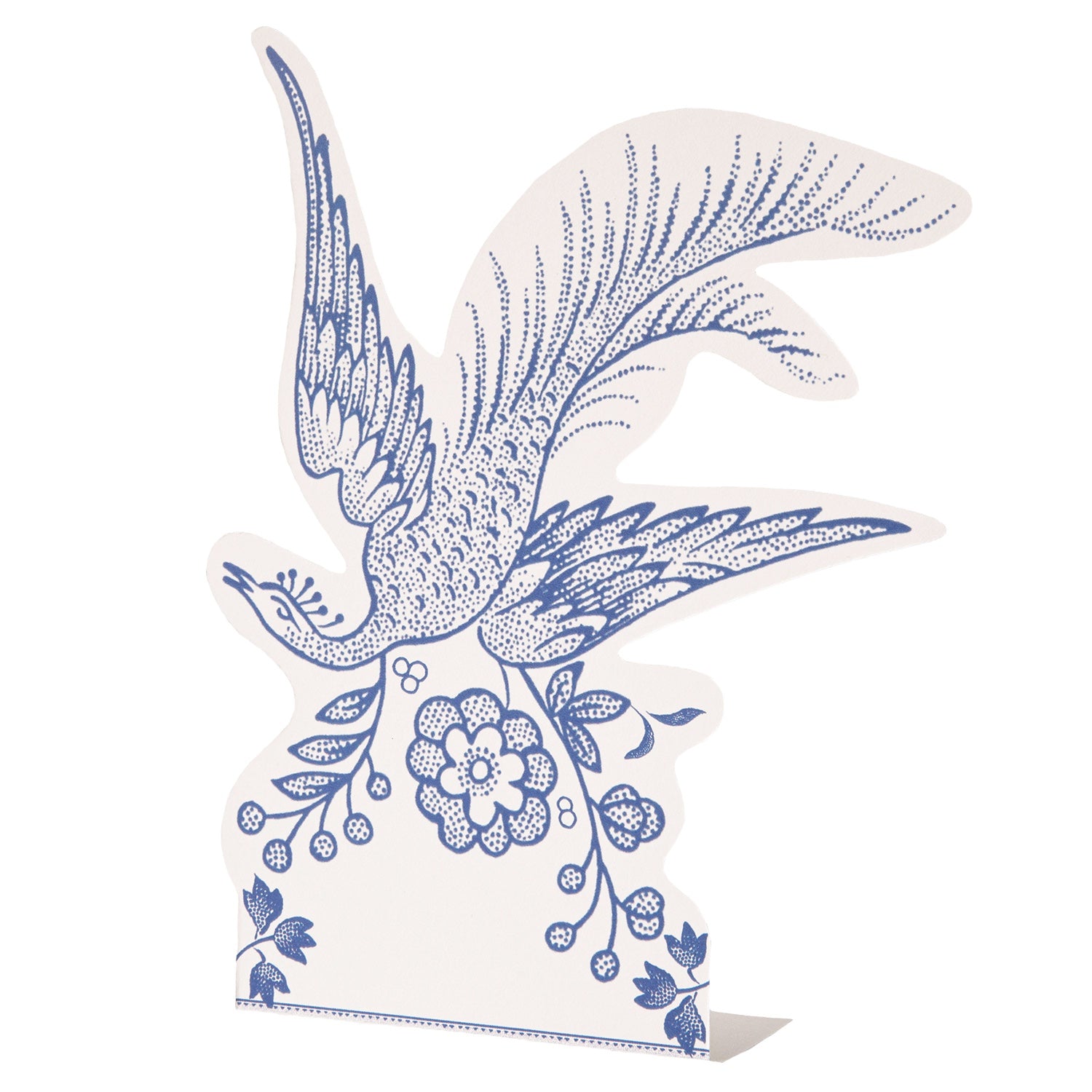 A Hester &amp; Cook Blue Asiatic Pheasants Place Card on a white background.