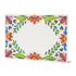 A rectangular, freestanding Fiesta Floral place card featuring colorful Mexican-inspired floral design on a white background by Hester & Cook.