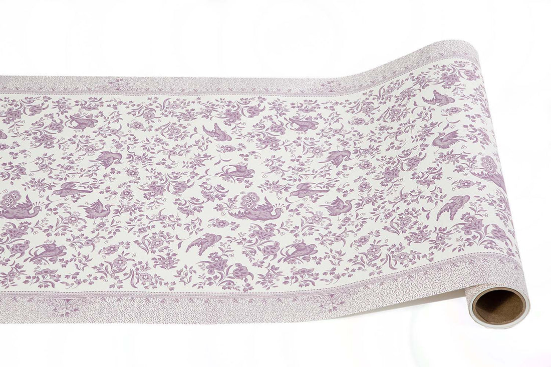 A Lilac Regal Peacock Runner by Hester &amp; Cook on a white background.