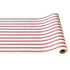 Roll of red and white striped paper on a white background.