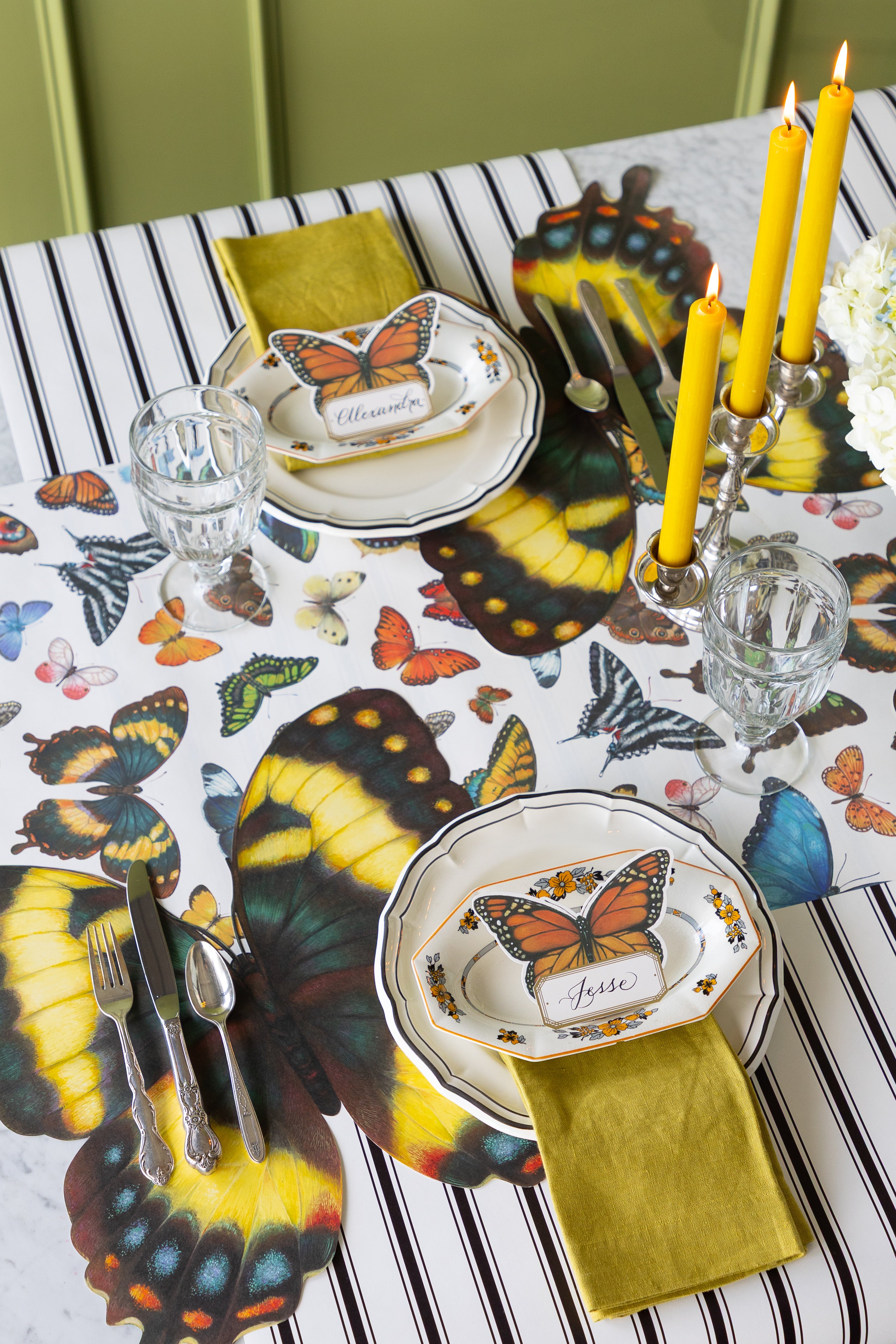 Black Linen Stripe Runner