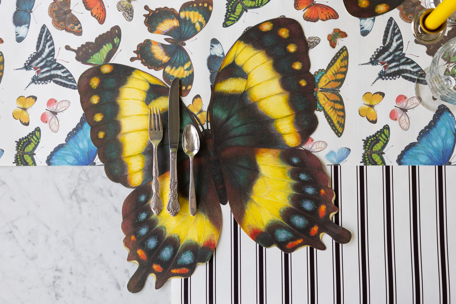 Black Linen Stripe Runner