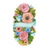 A watercolor illustration of a Spring Floral Table Accent bouquet with a ribbon by Hester & Cook.