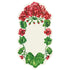 Floral frame-style Geranium Table Accent with red geranium flowers and green leaves on a white background by Hester & Cook.